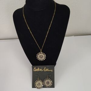 Cookie Lee Gold and Silver Necklace with Earrings